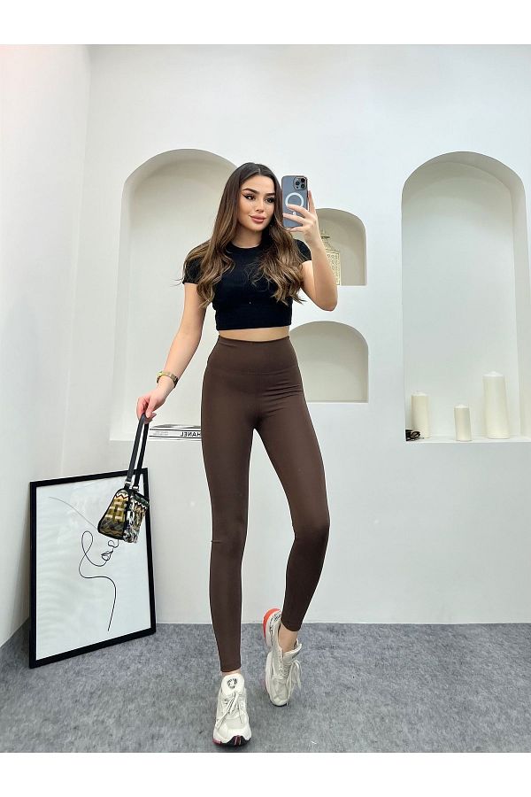 Brown ankle length leggings top