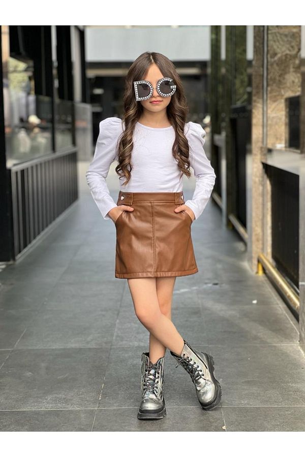 Leather skirt combination hotsell
