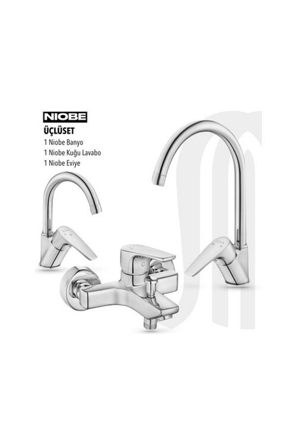 Eca-E.c.a Nıobe Bathroom, Nıobe Sink, Nıobe K. Sink Faucet Triple Set 1
