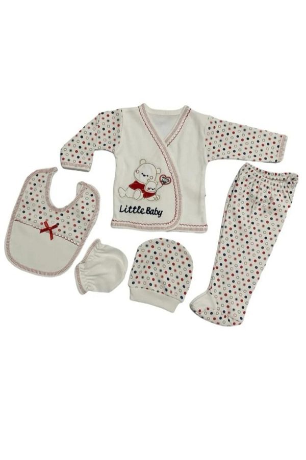 By Cwhr-100% Cotton Gift Newborn Baby 5-Piece Hospital Discharge Newborn Baby Outfit Hospital Exit Set 1