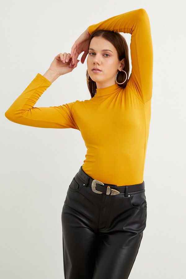 Bipantolon Women s Mustard Bodysuit Trendyol
