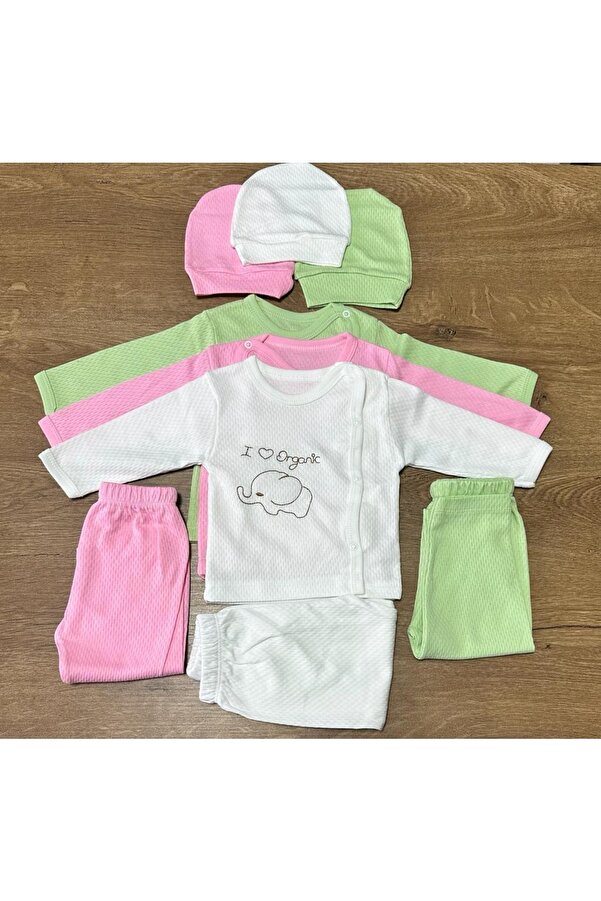 Malzek Filli Desen 3'lü 3 Adet Set Yenidoğan Kız 0-3 Ay Hastane Çıkışı Yzr