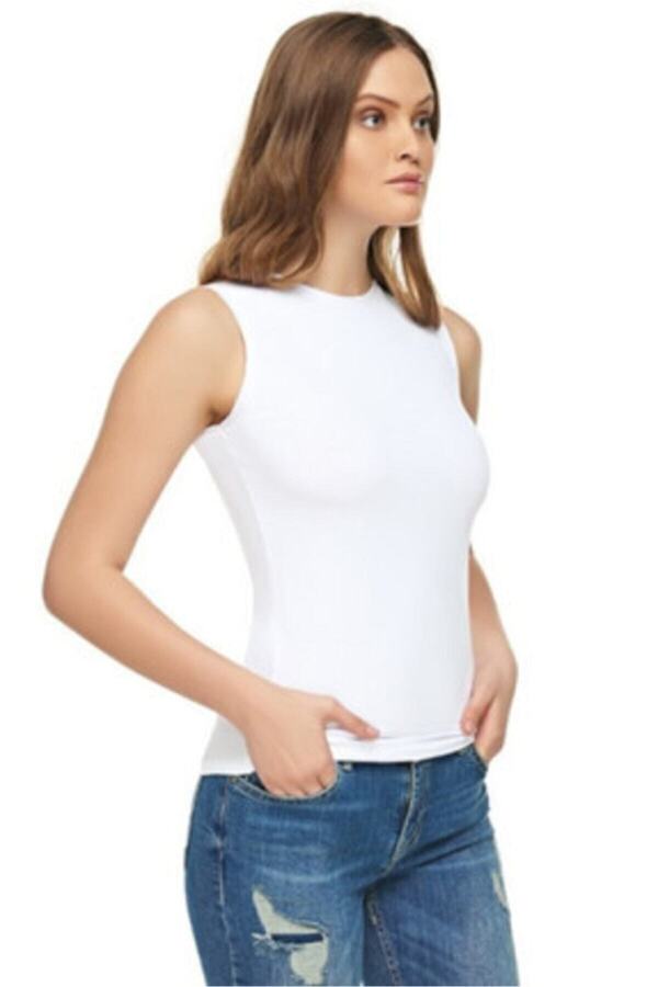 Tutku Elit-Tricou de atletism cu mâneci zero din elastan alb pentru femei 3 piese 1