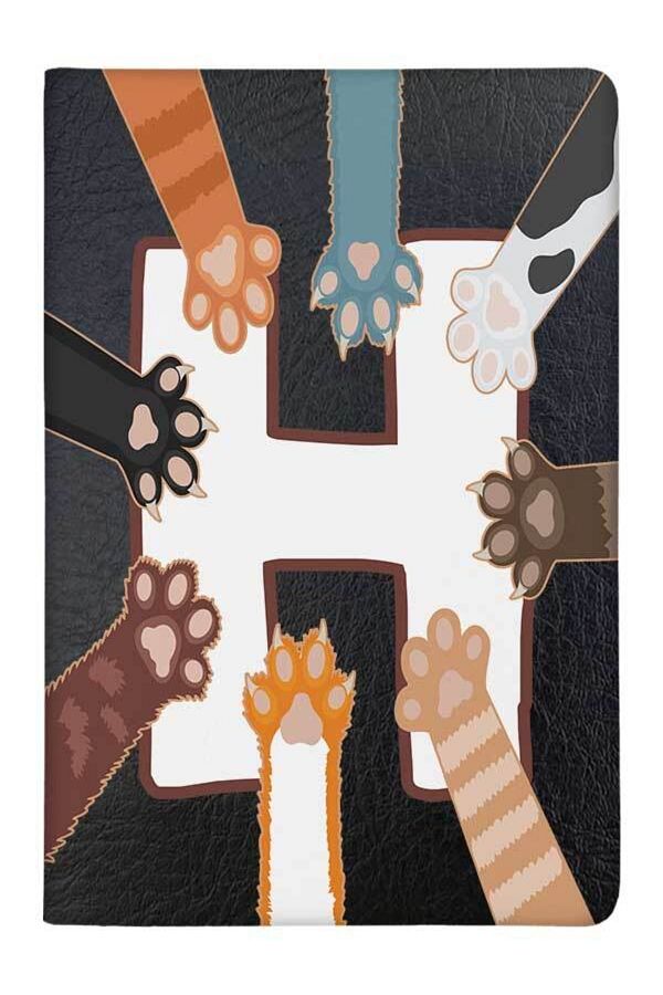 Cekuonline-Pet Cat Dog Passport - Pawed H Pattern and Leather Printed 1