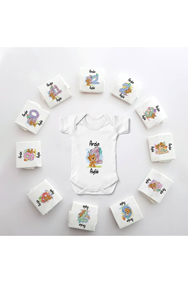 Minito Baby Isme Özel 12'li Aylık Bebek Body Seti Zıbın Yeni Doğan Bebek Hediye Hatıra Body-zbnset_102