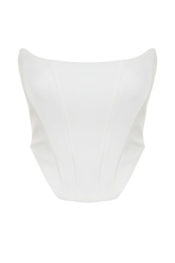 Trendyol Collection White Crop Lined Woven Corset Detailed Bustier