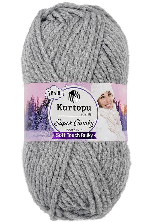 Kartopu Super Chunky Wool Hand Knitting Yarn K915 Gray