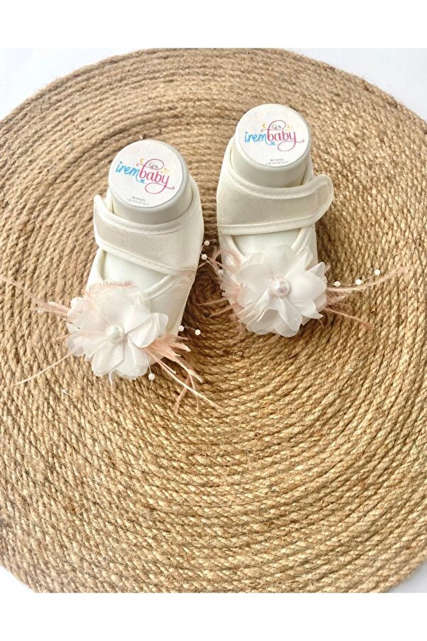 irembaby Bebek Ayakkabı Süslü Patik Pudra Pembe Çiçekli (lohusa-çekim-mevlüt)