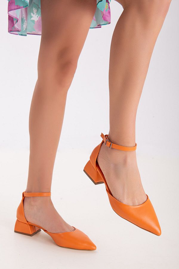 Orange low heel shoes top