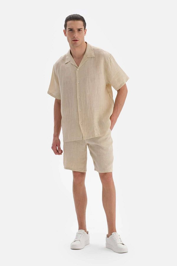 Dagi-Beige Linen Shorts 1