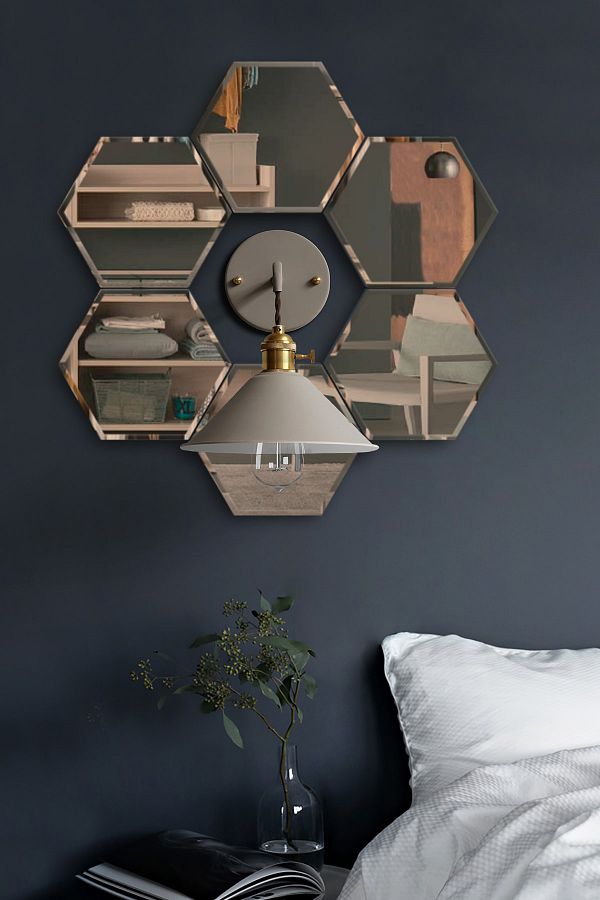 Decorita-Sconce Mirror| Bronze Mirror| Hexagonal Mirror| Set of 6 1