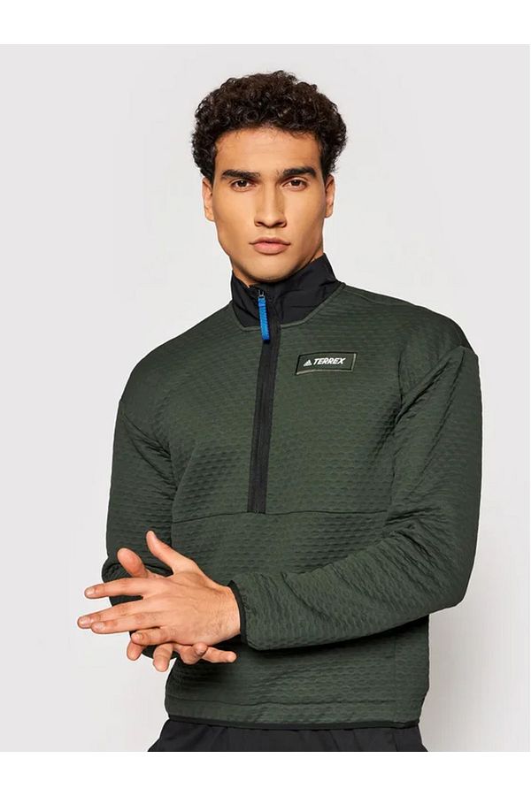 Adidas originals ryv half zip fleece in khaki 2025