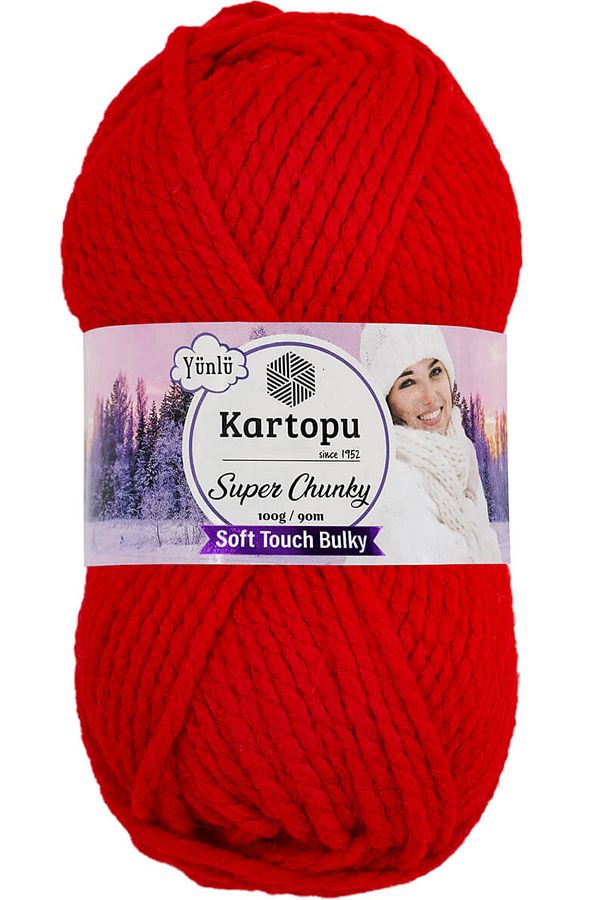 Kartopu Super Chunky Wool Hand Knitting Yarn K160 Vibrant Red Trendyol