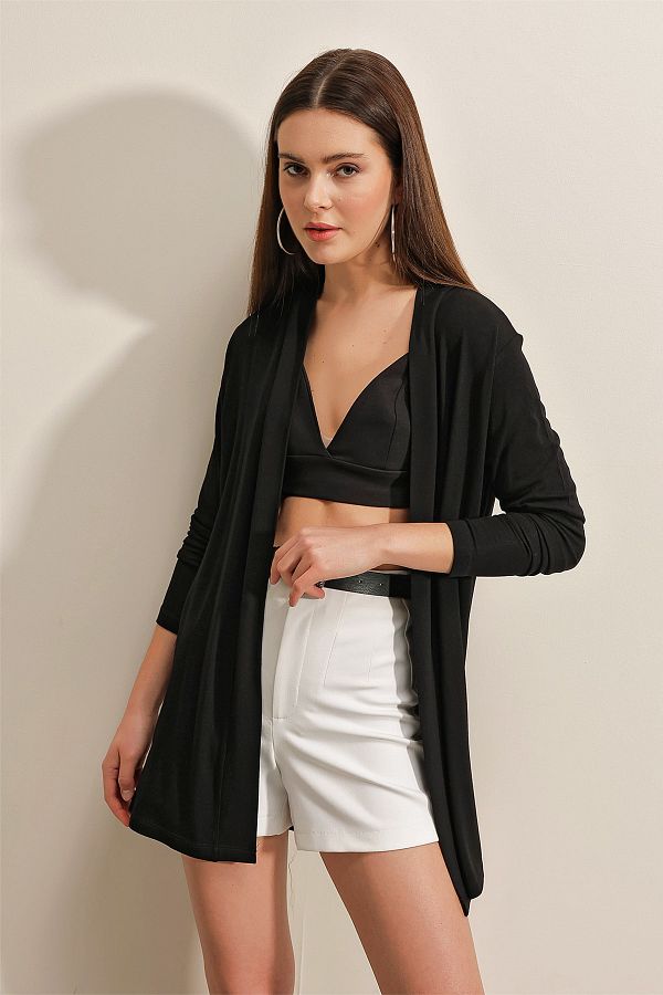 Bigdart 5887 Seasonal Thin Cardigan Black Trendyol