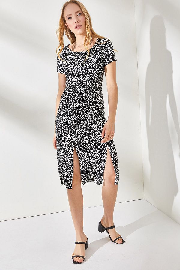 Double slit short dress top
