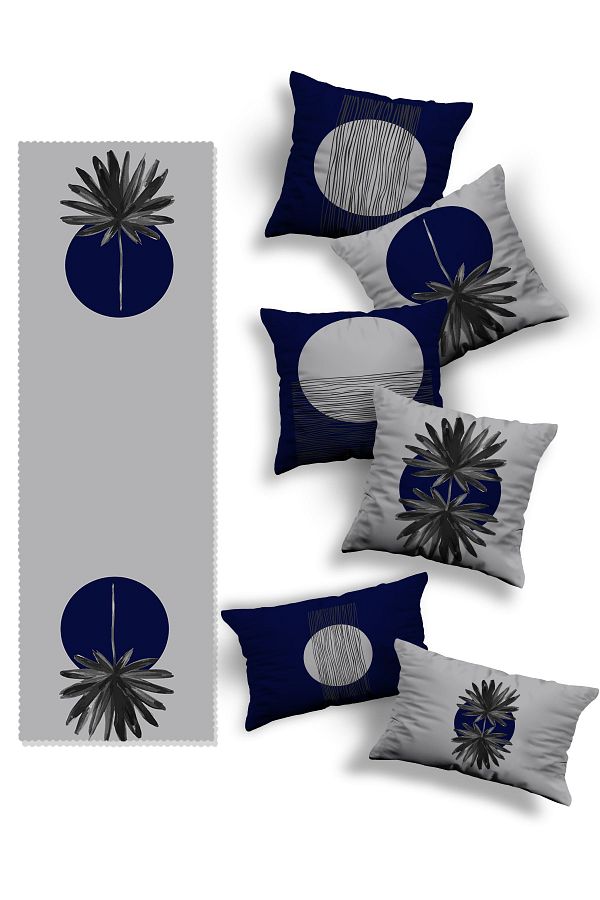 Skhome-Double Sided Printed Special Design 4square 2rectangular Throw Pillow Cover and Runner(4K2D1R-KOM137-RN237) 1