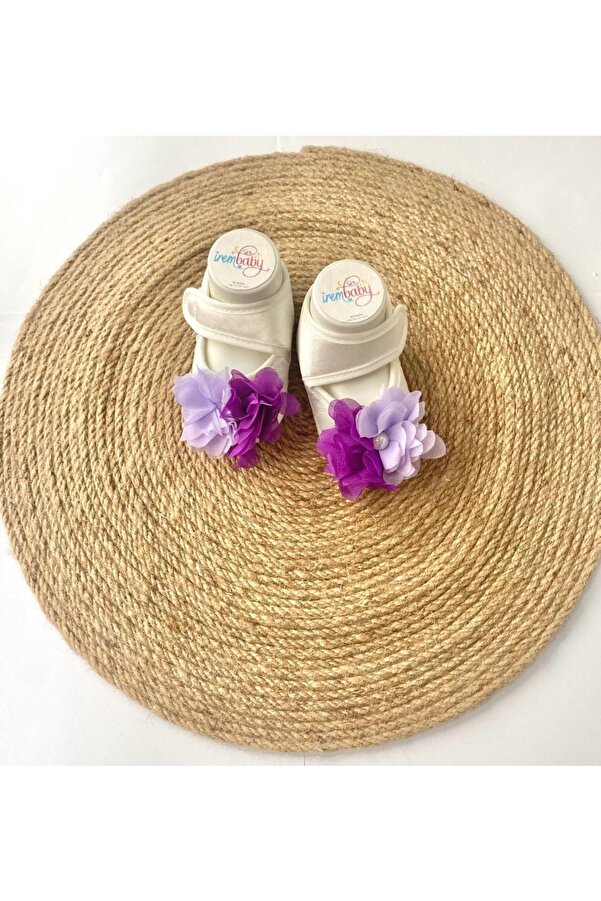 irembaby Bebek Ayakkabı Süslü Patik Mor Lila Tüylü Fiyonklu (lohusa-çekim-mevlüt)