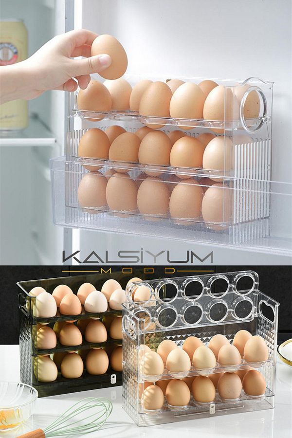 Kalsiyum Mood-Practical Eggy Box 30 Compartments Egg Box 3 Layers Egg Cup Refrigerator Organizer Storage Container 1