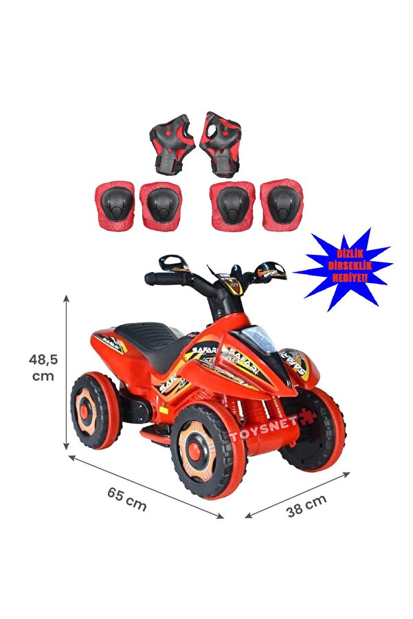toysnet Led Işıklı Müzikli Akülü Araba Atv-motor Dizlik Dirseklik Hediye !!