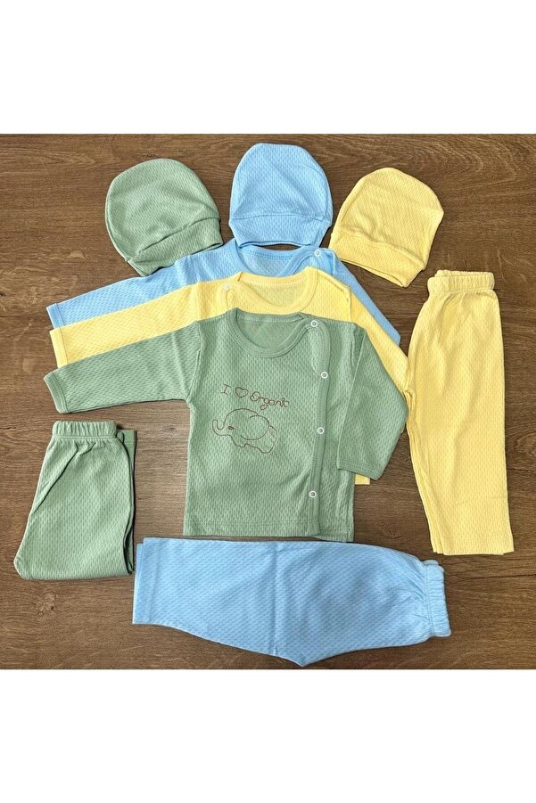 Malzek Filli Desen 3'lü 3 Adet Set Yenidoğan Erkek 0-3 Ay Hastane Çıkşı Yzr