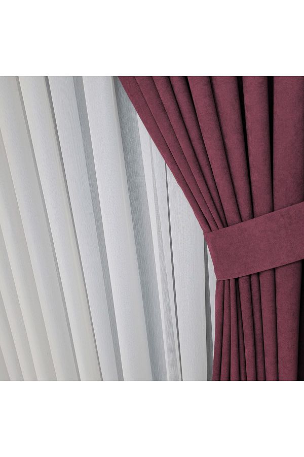 Yuka-Diamond Double Wing Dusty Rose Velvet Textured Sparse Pleated Plain Island Background Curtain Plain100 X 260 1