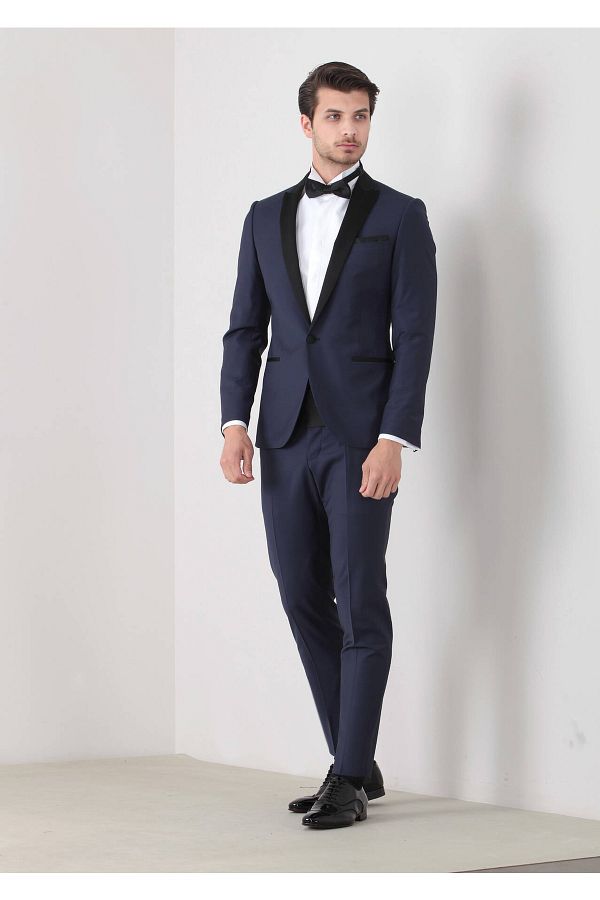 Ramsey Saks Fashion Tuxedo Slim Fit Double Breasted Collar Woven Suit Trendyol