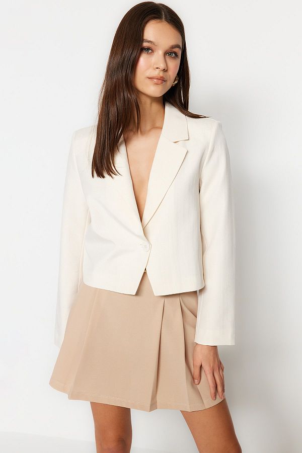Trendyol Collection-Stone Crop Woven Blazer Jacket TWOSS23BC00101 1