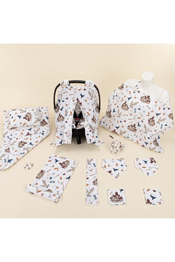 Yunikobaby 11 Parça Set - Harry Emzirme Önlüğü,puset Seti,müslin Örtü,alt Açma Matı,mendil Seti