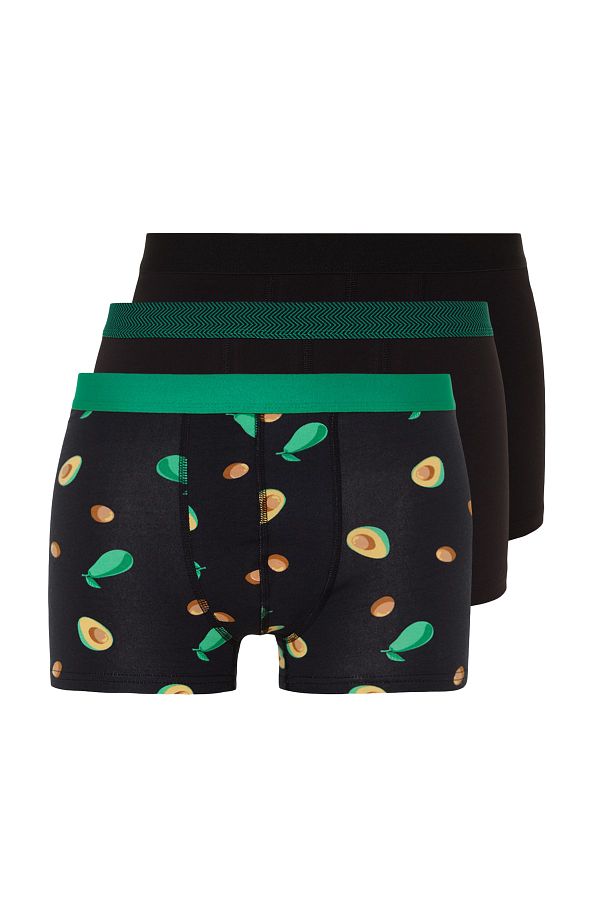 Trendyol Collection-3-teiliges Boxershorts-Set aus Baumwolle mit Avocado-Muster - Mehrfarbig, Flachpackung TMNSS23BX00014 1