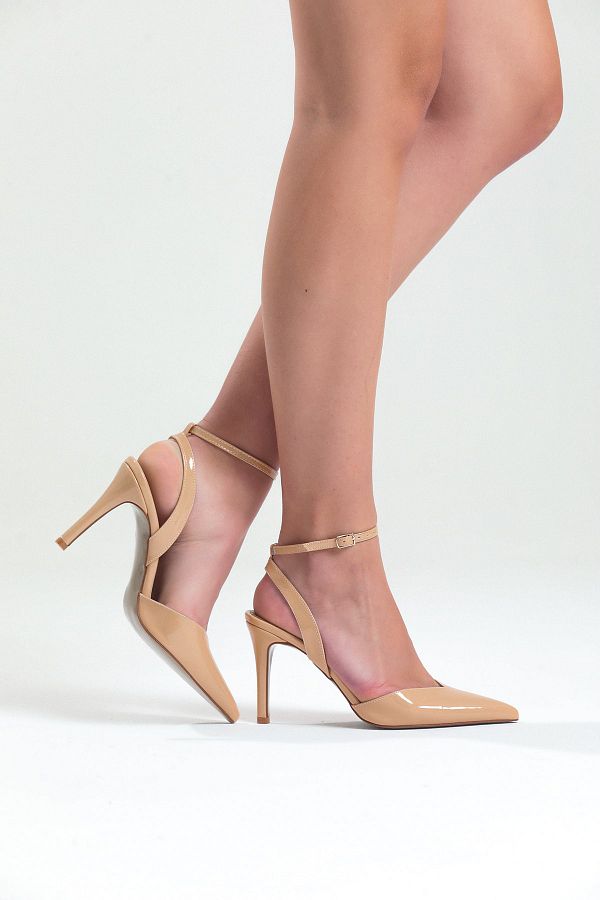 LBL La Bella Collection Women s High Heel Shoes Shiny Patent Leather Ankle Strap Nude Evening Dress Stiletto Trendyol