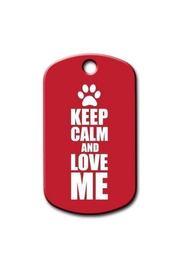 See Me-Red Cat and Dog Tag with Keep Calm and Love Me Written 1