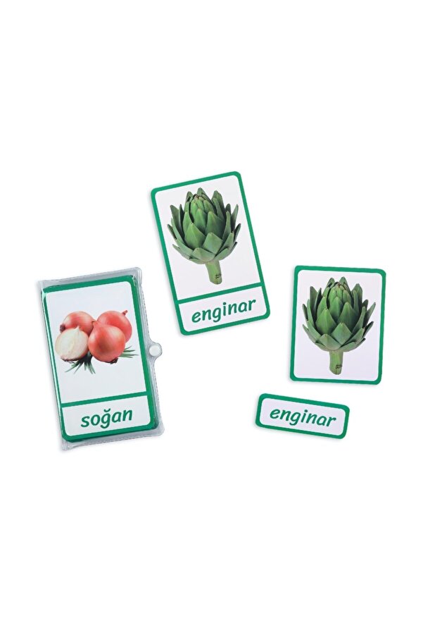 Meraklı Zebra Montessori Üç Parçalı Eşleştirme Kartları Sebzeler Seti