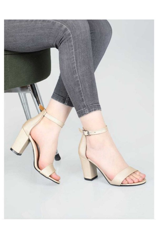 DUNYA MA AZA Women s Beige Comfortable Heels Light Summer Heeled Shoes Trendyol