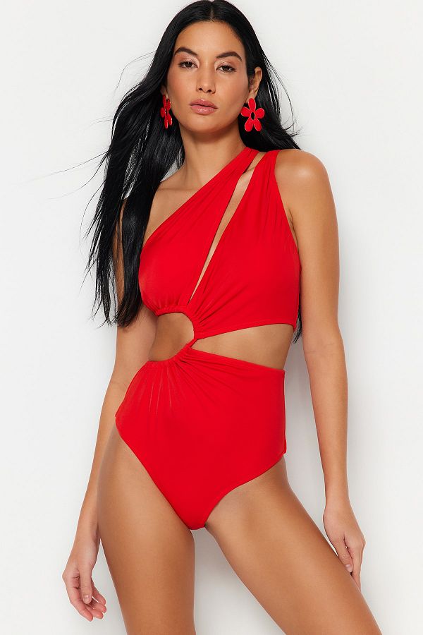 Trendyol Collection-Roter Single Shoulder Tunnel Regular Mayokini TBESS23MA00206 1