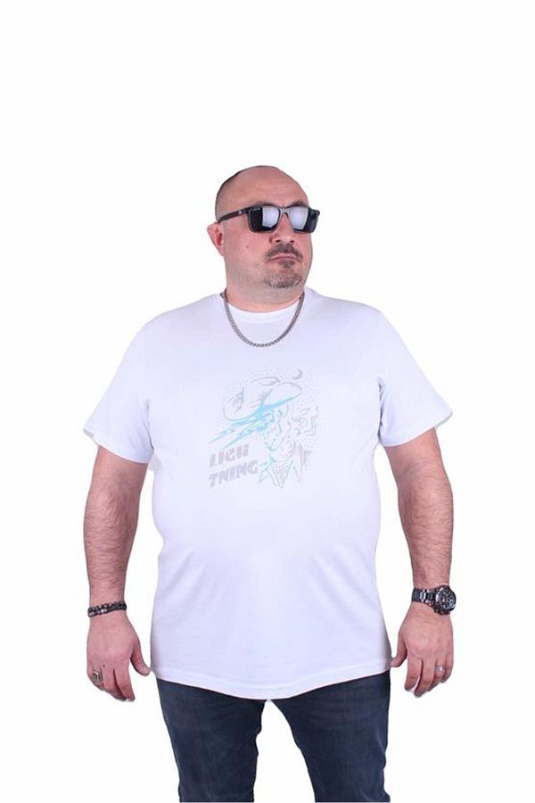 Starbattal-Ανδρικό μπλουζάκι με στάμπα μεγάλου μεγέθους Lightning 23132 Λευκό 1