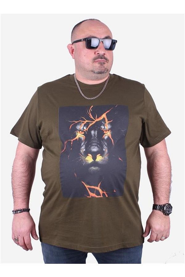 Starbattal-Tricou cu imprimeu pentru bărbați de mărime mare Lion 23138 verde militar 1