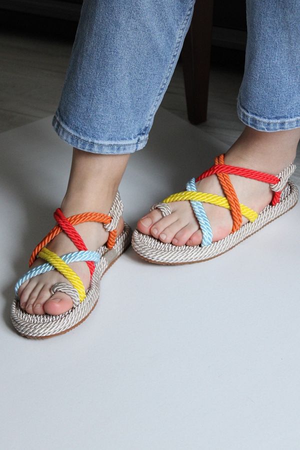 Colorful rope sandals sale