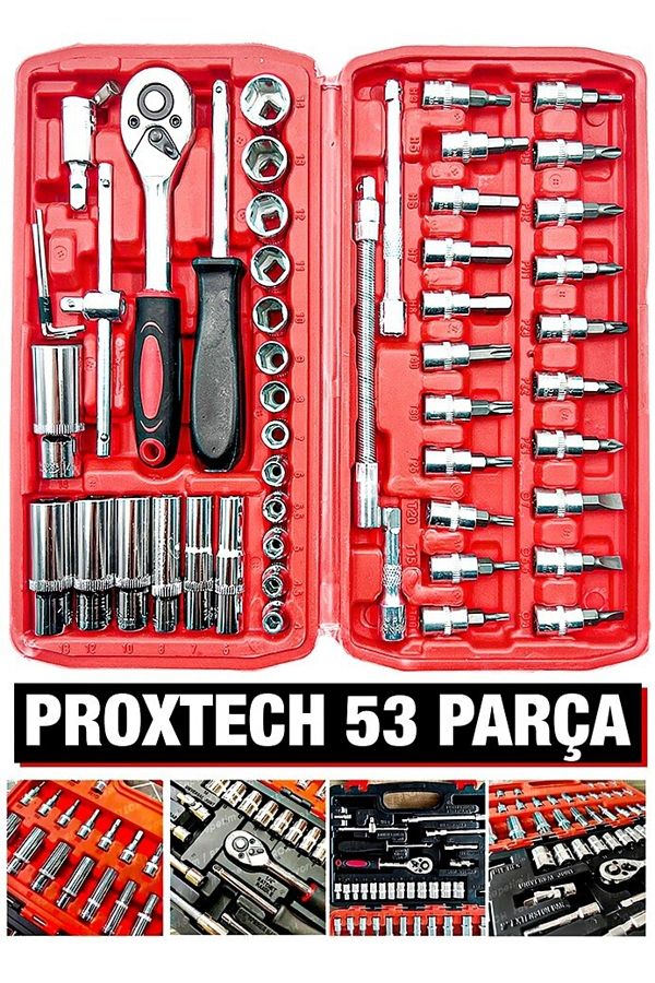 PROXTECH-طقم تصليح مفتاح المقبس برو 53 قطعة 1/4 مفتاح عزم السقاطة مجموعة مقابس طقم تصليح السيارات 1