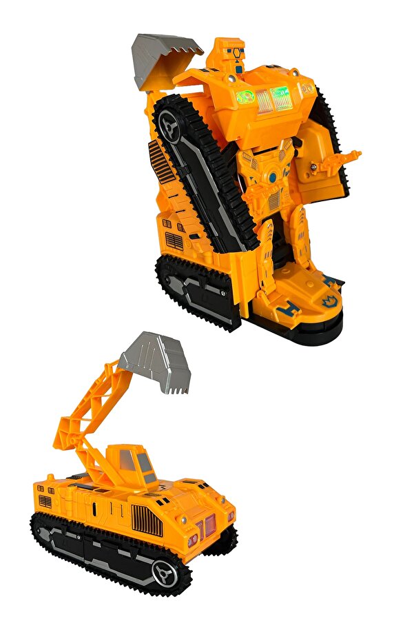 UDATOYS Robota Dönüşen Ekskavatör Kepçe Işıklı Müzikli Iş Makinası Oyuncak