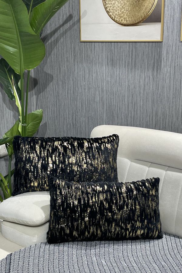Paris Life-Gilded Plush Rabbit Rabbit Throw Pillow Case Rectangular - Black 1