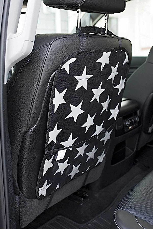 RevuBaby Koltuk Arkası Organizer Yıldız Baskılı Cepli Koltuk Arkası Koruyucu Ayak Izi Kirlenme Önleyici 1adet