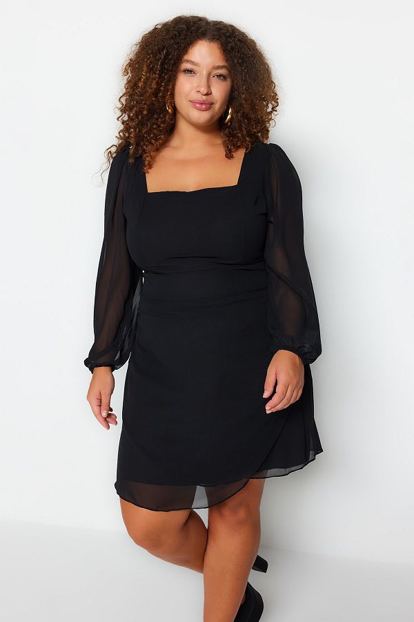 Trendyol Curve Plus Size Dress Black A line Trendyol