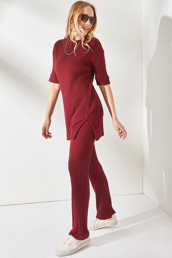 Burgundy two piece set sales