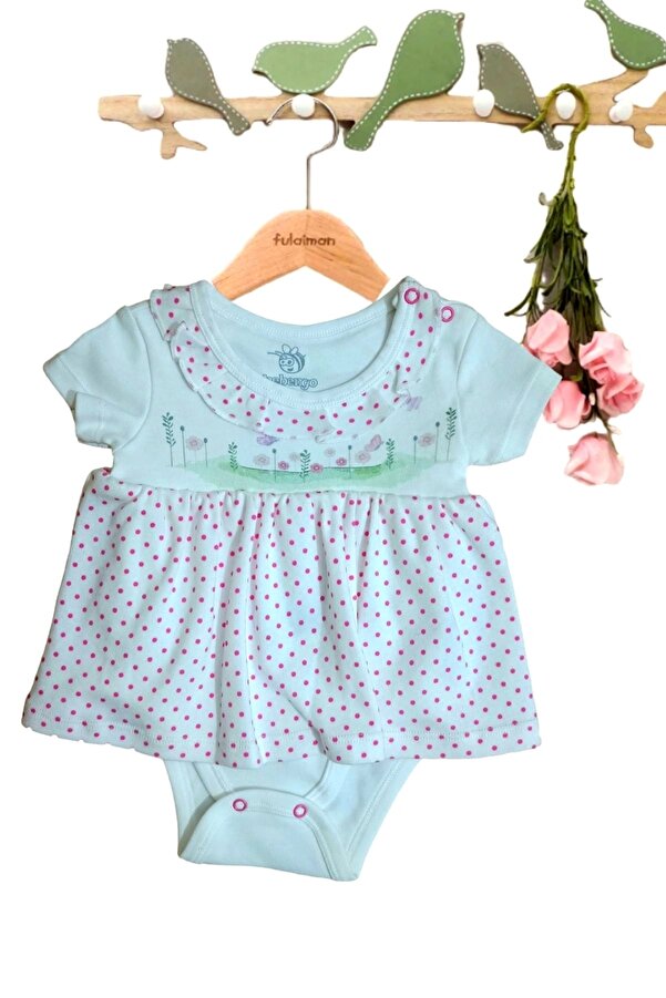 inci wear Yenidoğan Giyim Kız Bebek Elbisesi Zıbın Ekru - Fuşya Renk