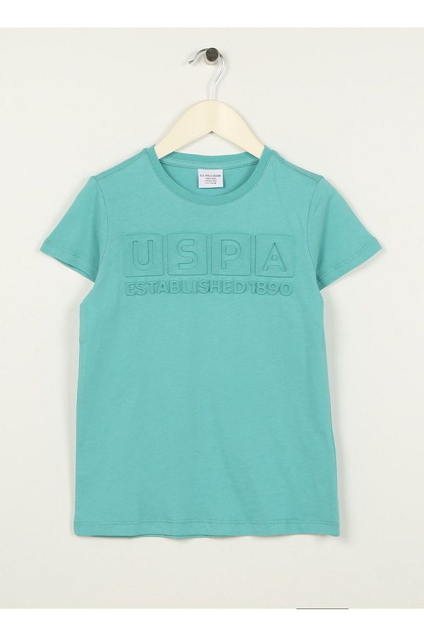 U.S. Polo Assn.-تي شيرت للأولاد بلون النعناع العادي للأطفال المكسيكيين 1