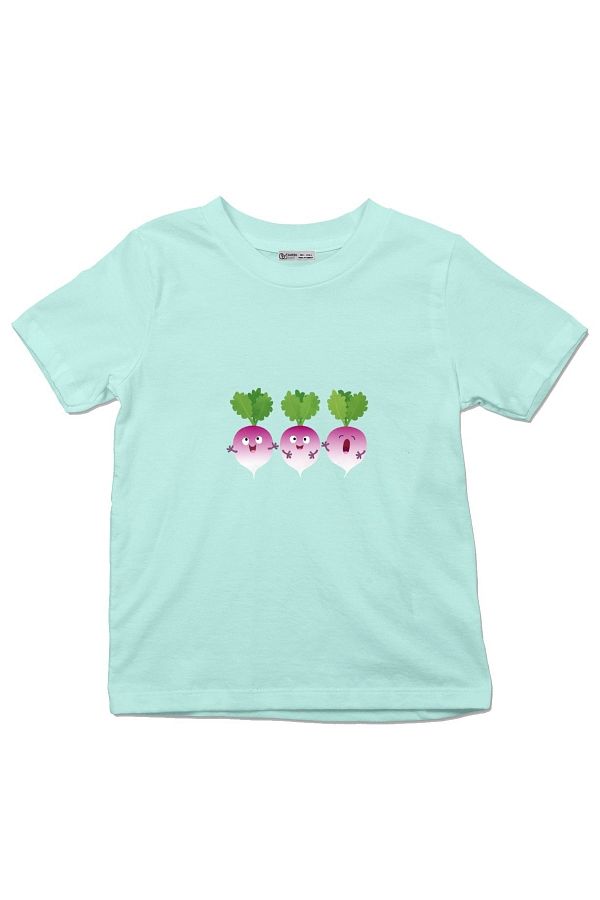 GreenMint-Kids T-Shirt Cute Turnip Vegetable Trio Singing Cartoon 1