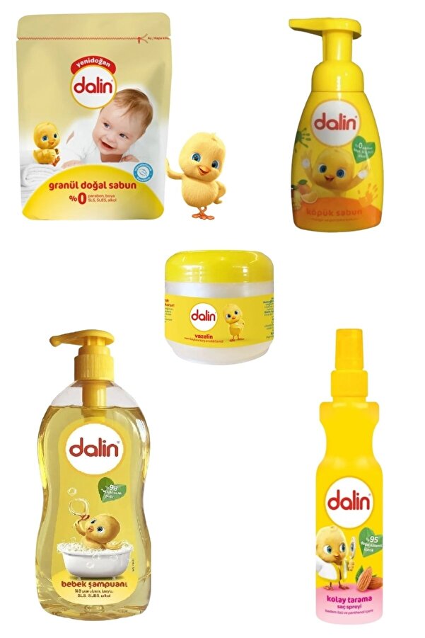 Dalin Banyo Set Granül Deterjan Bebek Şampuanı Kolay Tarama Saç Spreyi Vazelin Köpük Sabun