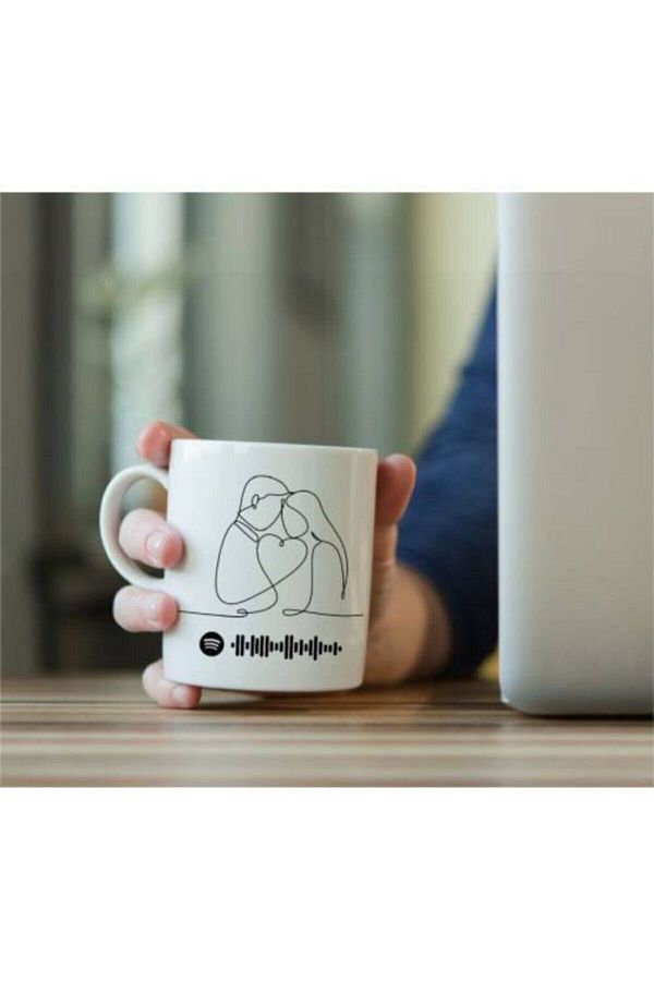 İdil Reklam-Valentine's Day Line Art Mug with Spotify Code 1