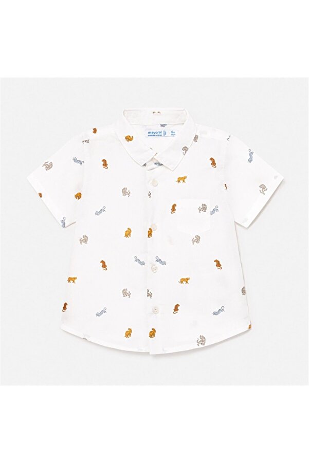 Mayoral Erkek Bebek Baskılı Kısa Kol Gömlek Beyaz 1114