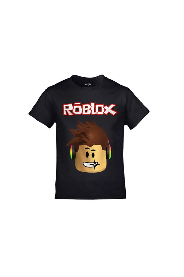 Orijin Tekstil-Roblox Printed Black Kids Tshirt 1
